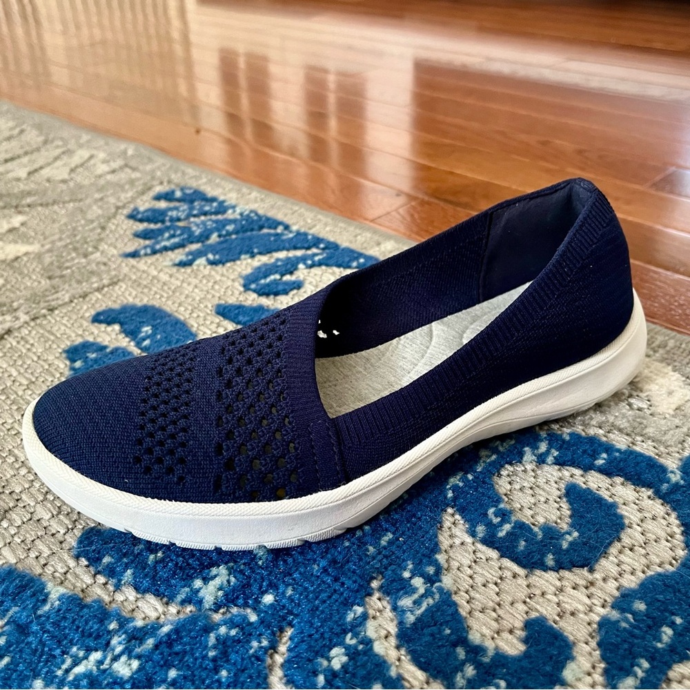 Clarks Adella Moon Knit Slip On Shoes Loafers Flats Size 7 M Blue